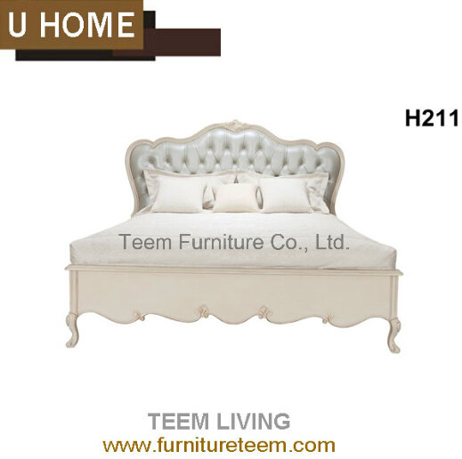 Classic Romantic King Size Bed for Bedroom with Beech Wood