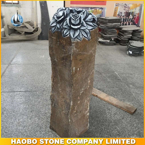 Basalt Stone Rose Carving Stone Statue
