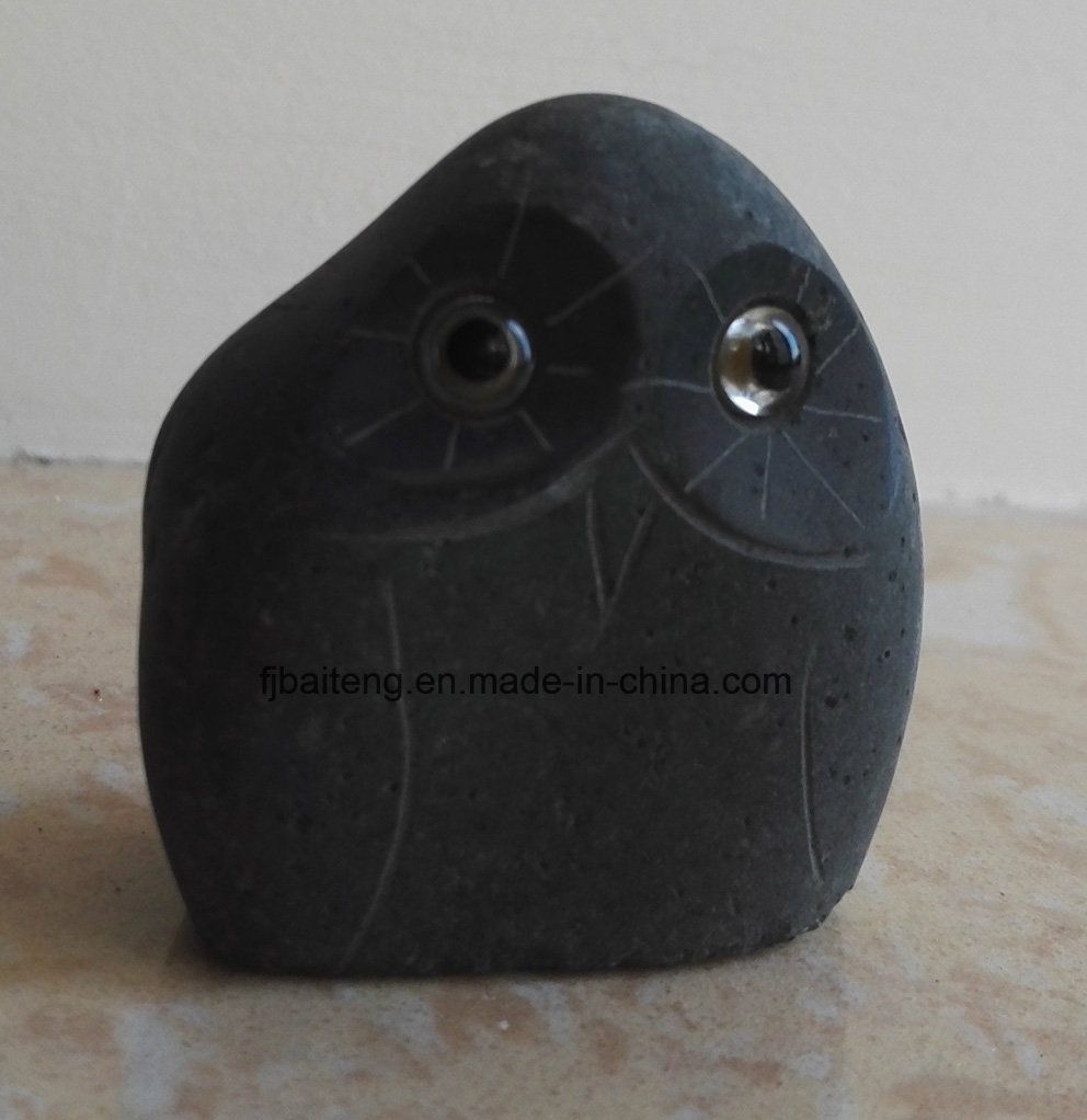 Various Shape Owl Sculpture Made by Black Natural Boulder