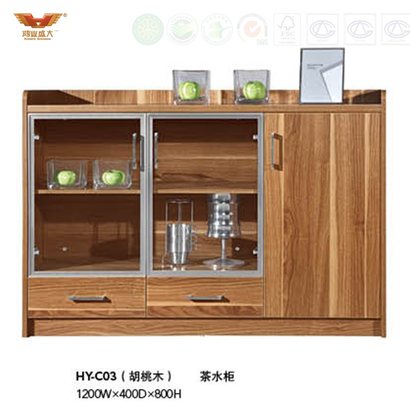 Melamine Tea Cabinet with Glass Doors (HY-C03)