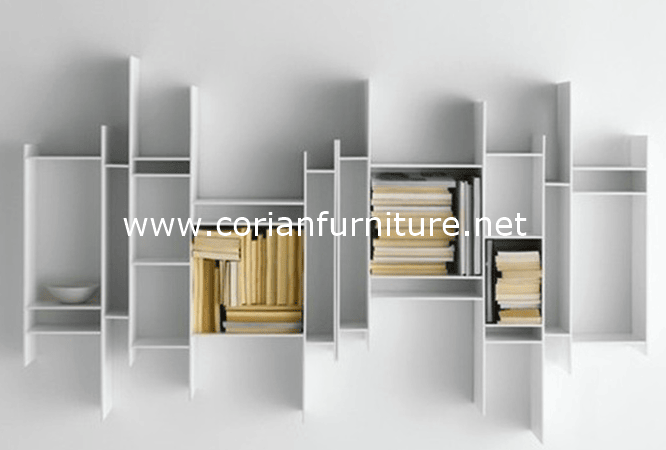 Wall Hung Corian Solid Surface Display Shelving