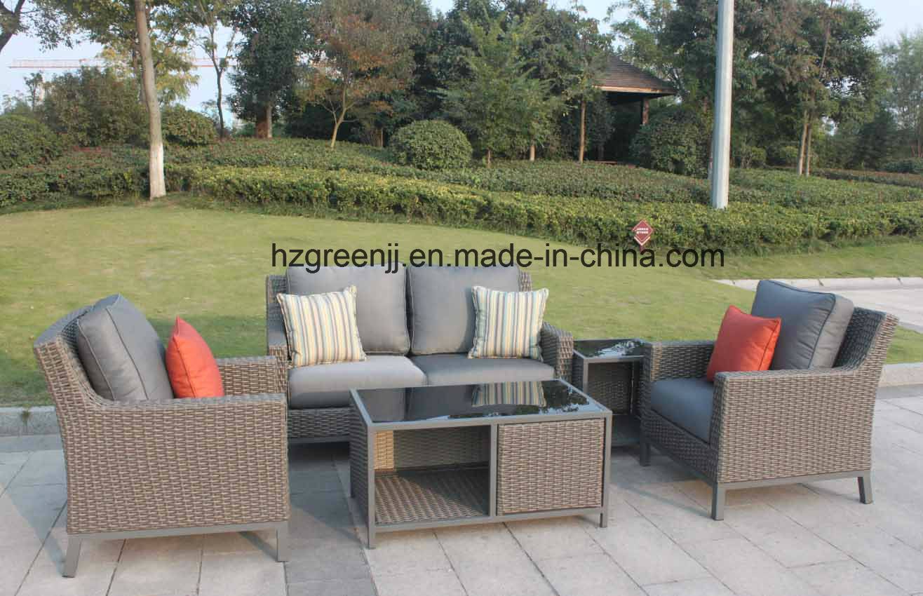 Patio Furniturte Large Sofa Set 0047 with 10mm Half Moon Curve Flat Wicker