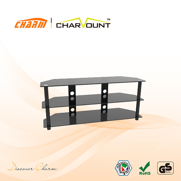 Classial 2 Tiers Tempered Glass TV Floor Stand (CT-FTVS-K104BS)