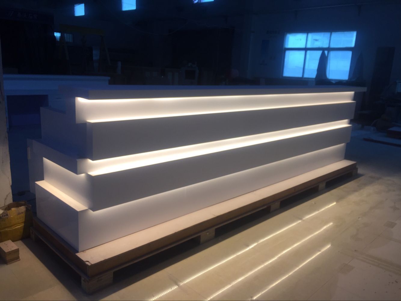 Hotel Modern Marble Acrylic Solid Surface Reception Counter Table Design