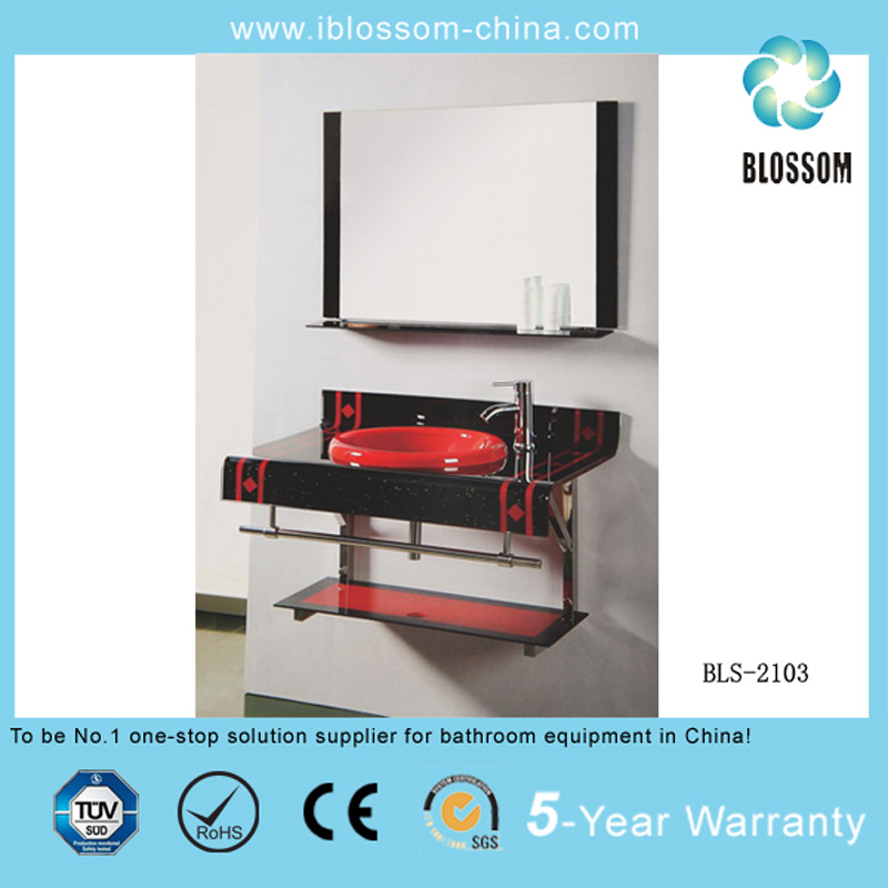 New Design Glass Basin/Glass Washing Basin with Mirror (BLS-2103)