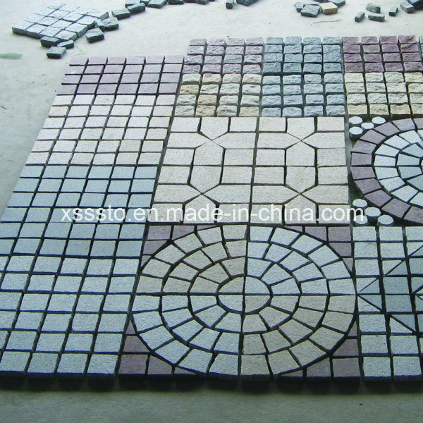 Various Colors Cheap Granite Cube Stone/Cobble Stone on Mesh