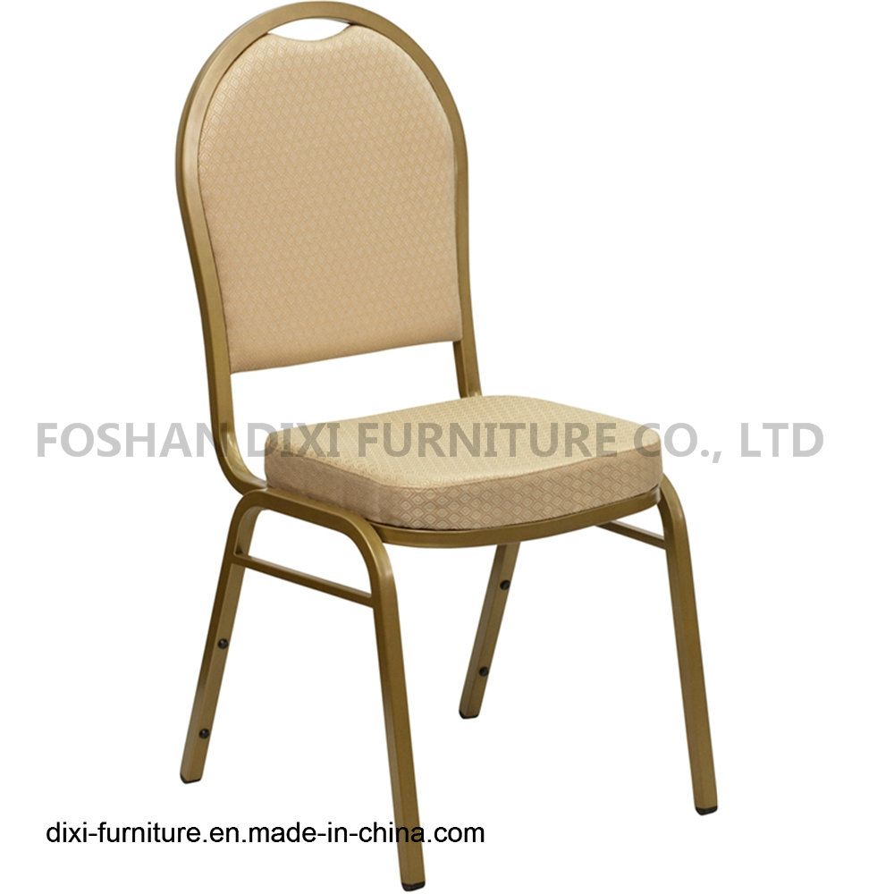 Hotel Furniture Dome Back Stacking Banquet Chair with Beige Patterned Fabric and Mould Foam