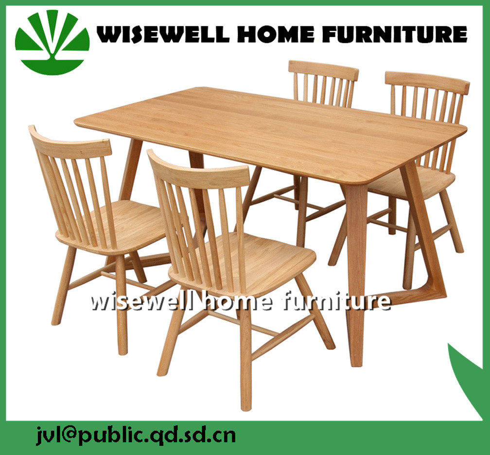 Oak Wood Dining Room Table with 4 Chairs for Home Furniture