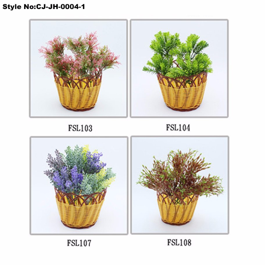 Artificial Plastic Grass and Flower Bonsai for Home Decoration
