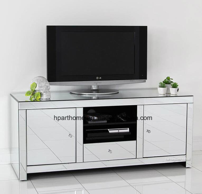 Best Selling Clear Mirror Harmony TV Rack with Two Doors One Drawer