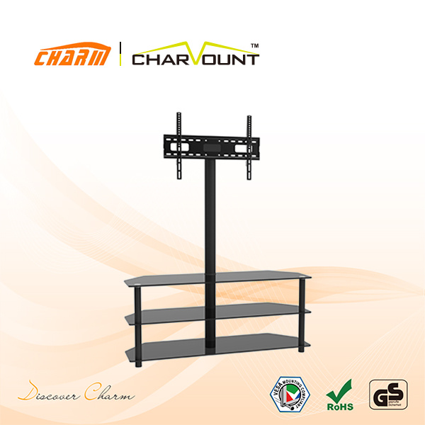 Classial 3 Tiers Tempered Glass Popular TV Stand Has TV Bracket (CT-FTVS-K204BS)
