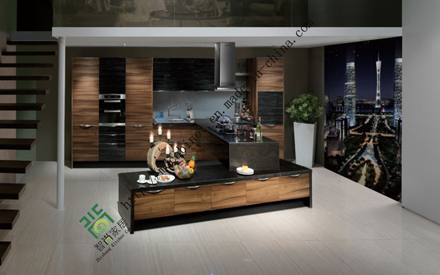 UV Lacquer Kitchen Cabinet with Kitchen Cabinet Door (zs-195)