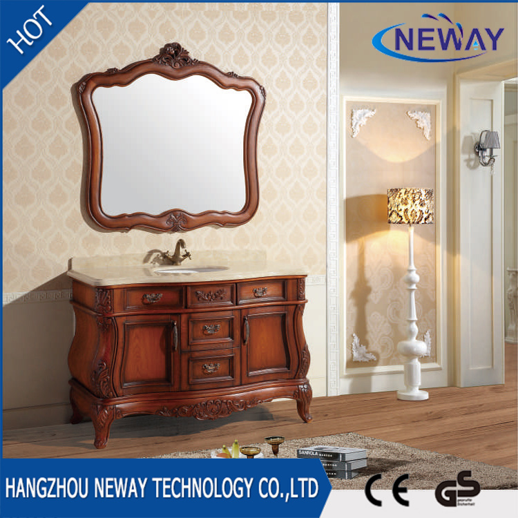 Hot Sales Ceramic Basin Antique Solid Wood Bathroom Cabinet