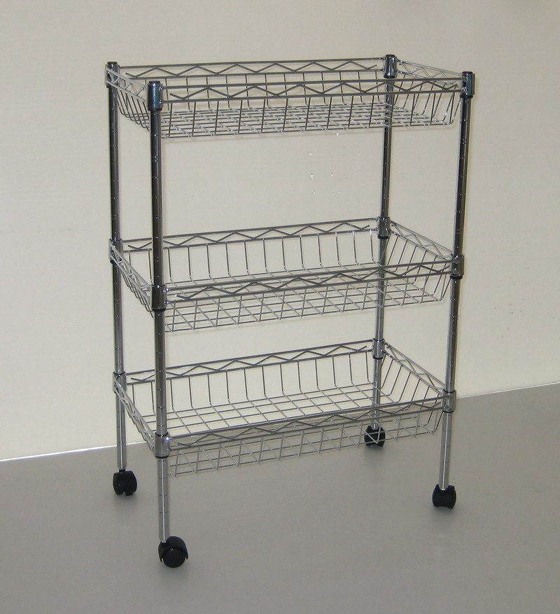 Adjustable Chrome Removable Metal Trolley for Hospital and Library (TR452545C3)