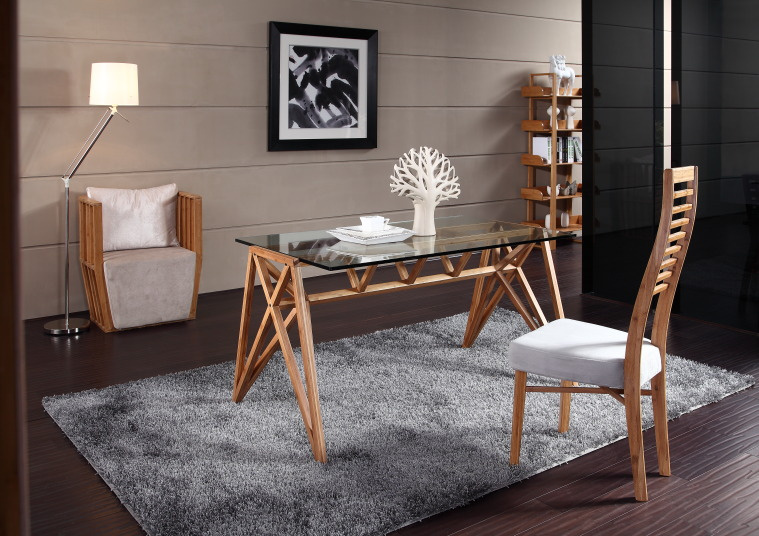 Home Furniture Bamboo Glass Dinner Table