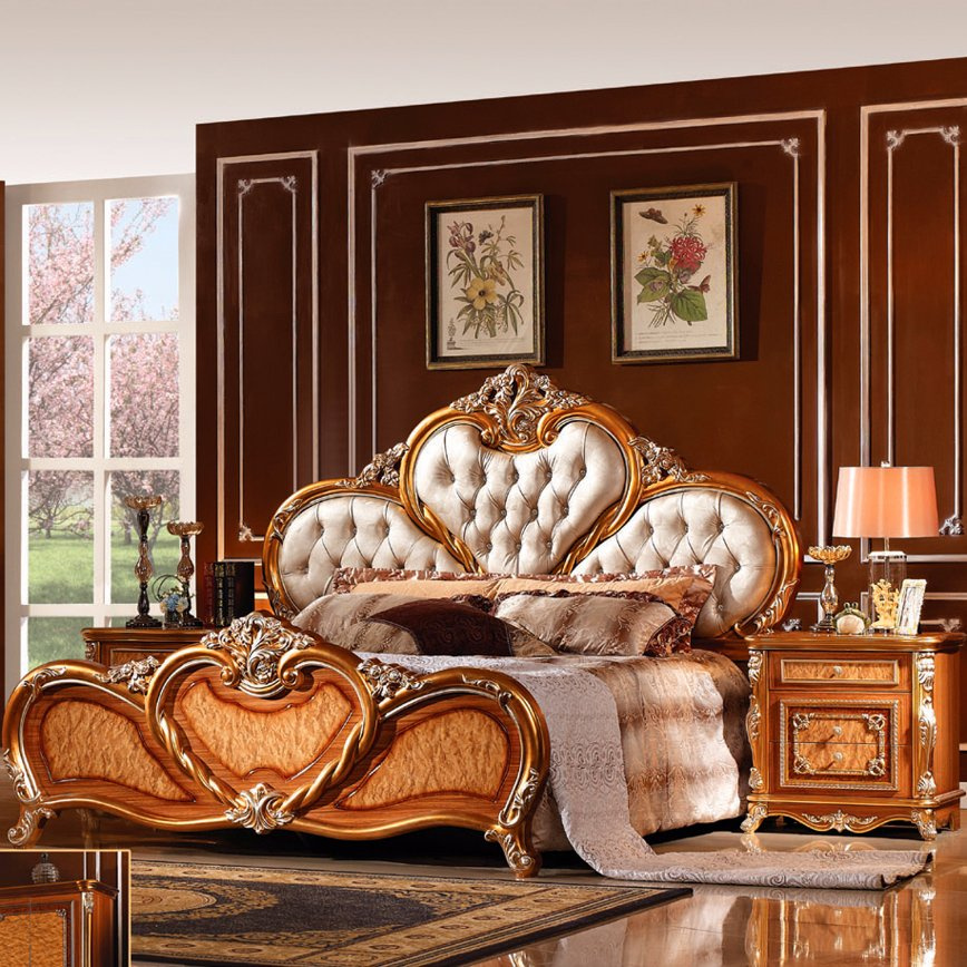 Antique Bed for Classic Bedroom Furniture Set (W807)