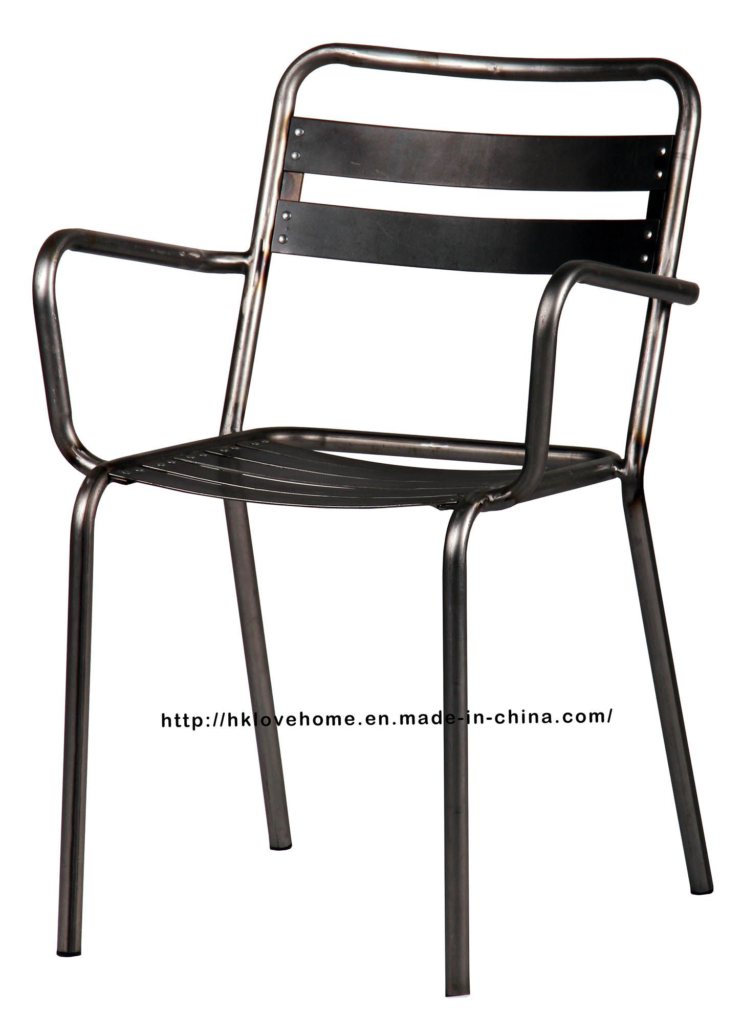 Industrial Metal Dining Restaurant Armchair Antique Steel Chair