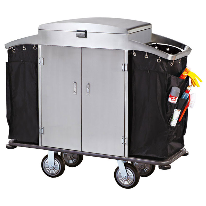Hotel Stainless Steel Trolley with Lockable Lid and Door