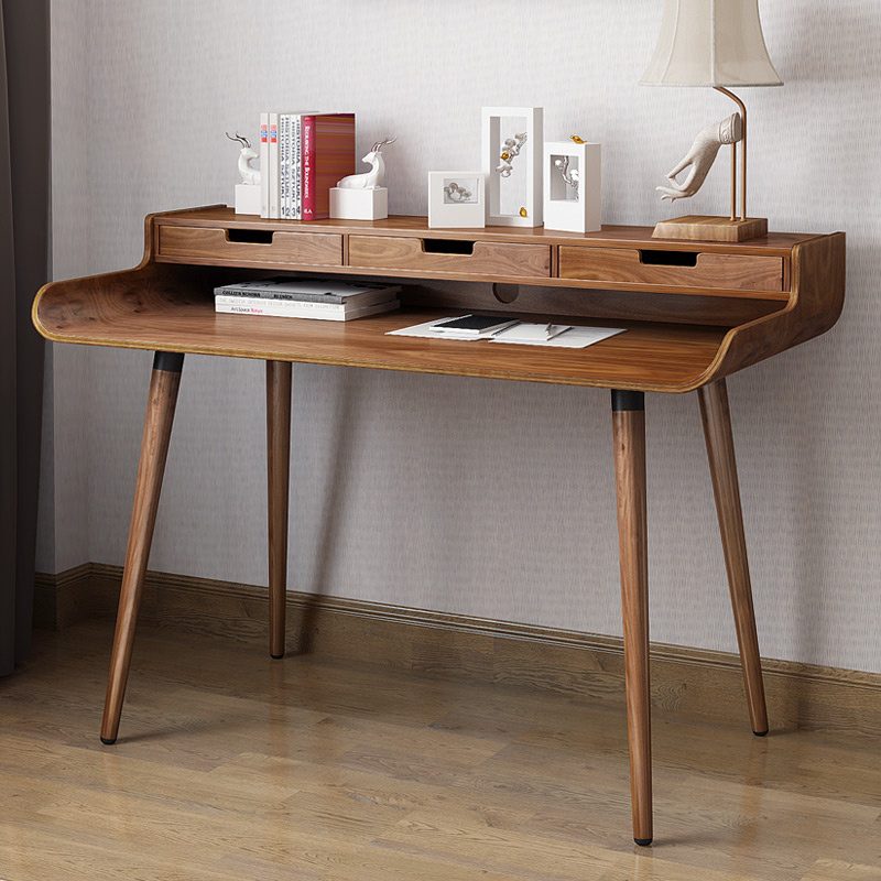 Classical Wooden Computer Desk in Study Room