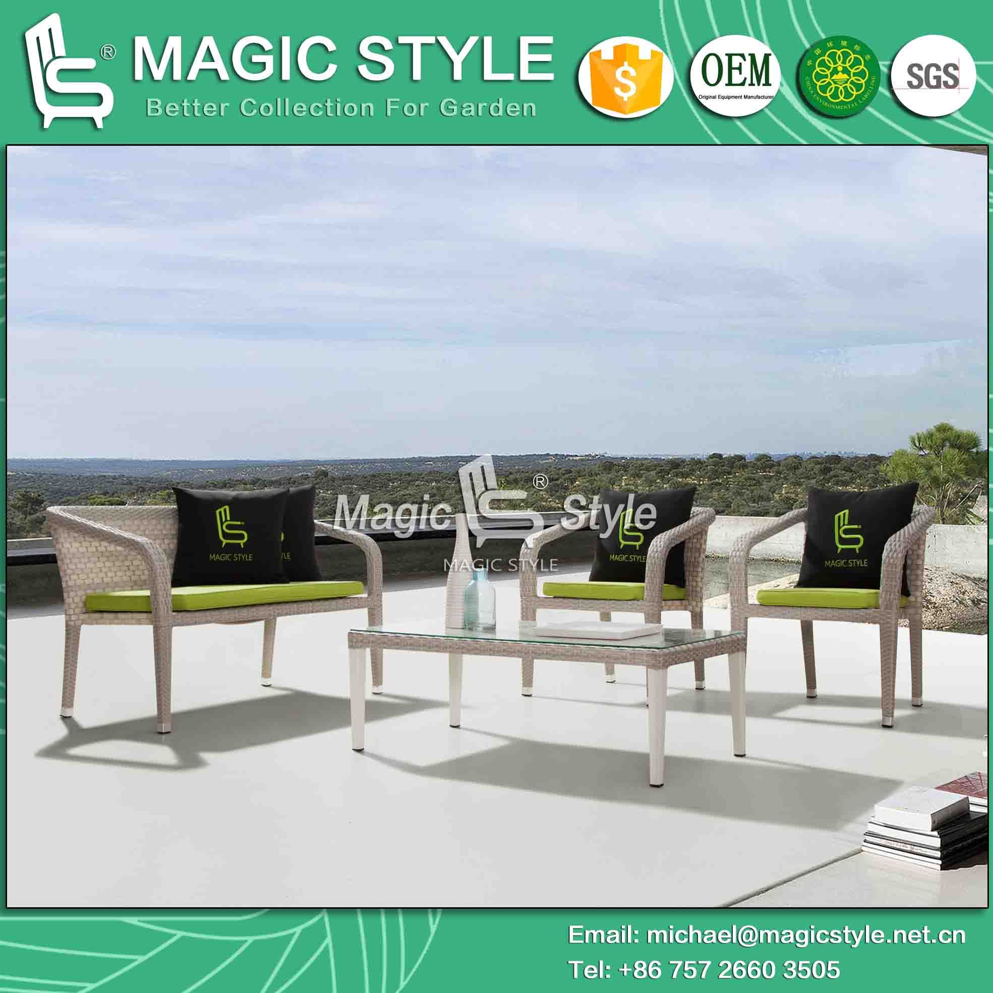 Outdoor Wicker Sofa with Cushion Rattan Combination Sofa Set Garden 2-Seat Sofa Patio Leisure Sofa Wicker Weaving Sofa Set
