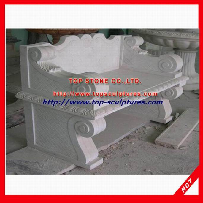 Hand Carved Marble Furniture Garden Bench