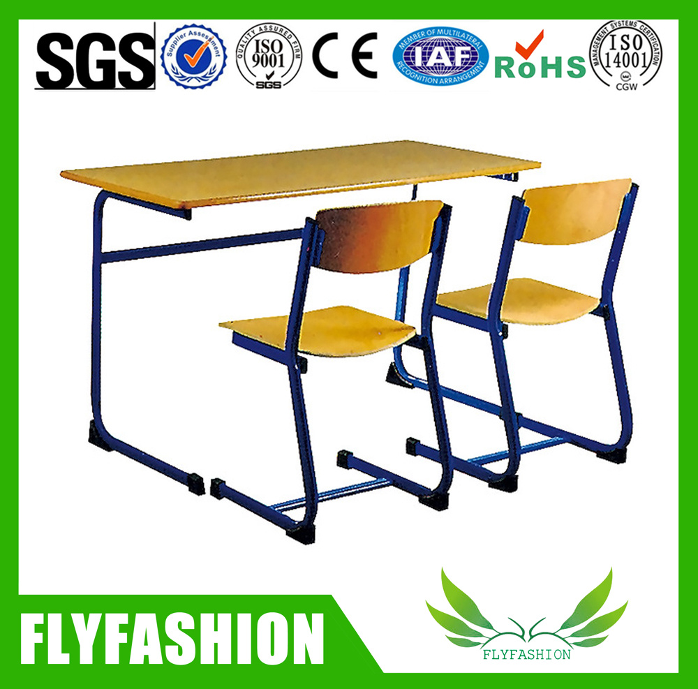 Cheap Wooden School Furniture Double Student Desk and Chair (SF-45D)