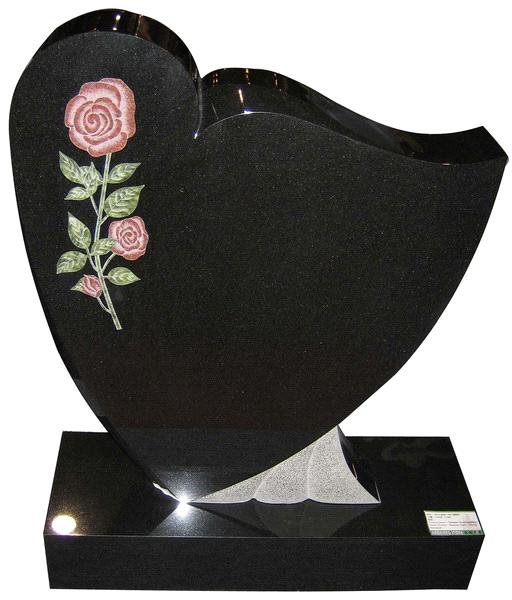 China Shanxi Black Granite Diamond Carved Upright Tombstone