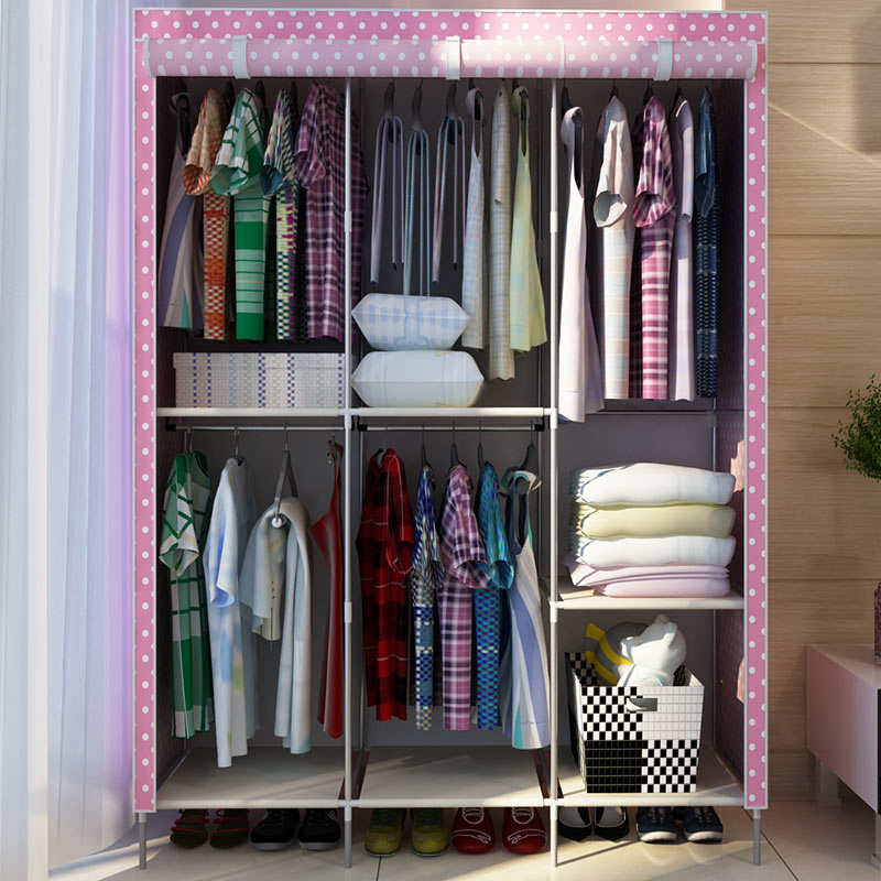 Large Fabric Wardrobe with Metallic Tube