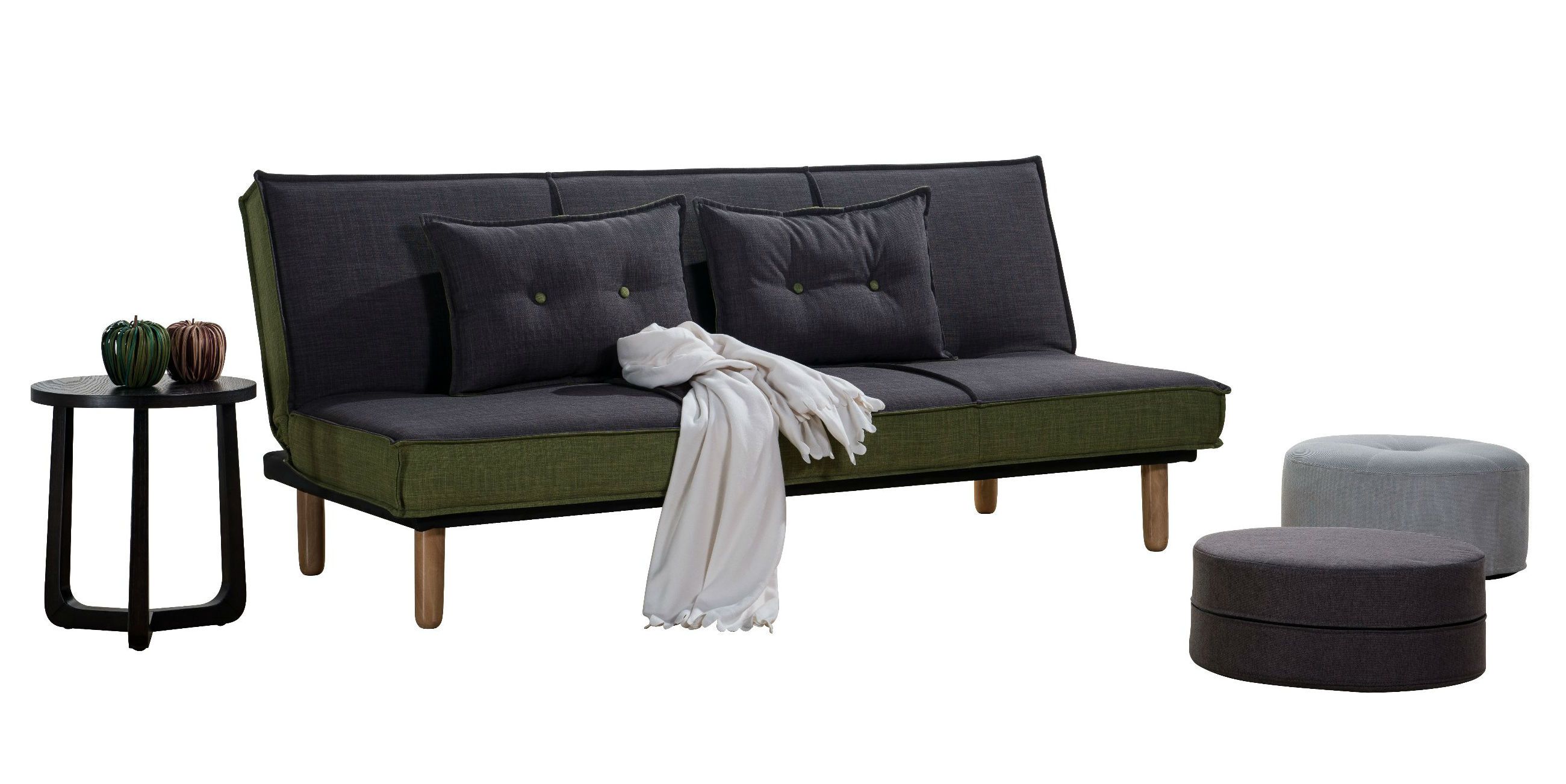 Simple 2 Folded Lying Sofabed with Wooden Legs
