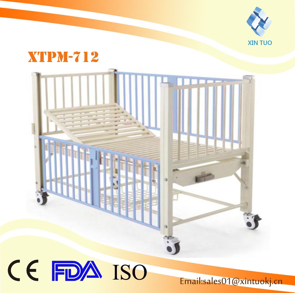 China Children Medical Care Bed / Kid Hospital Bed with MDF Cover