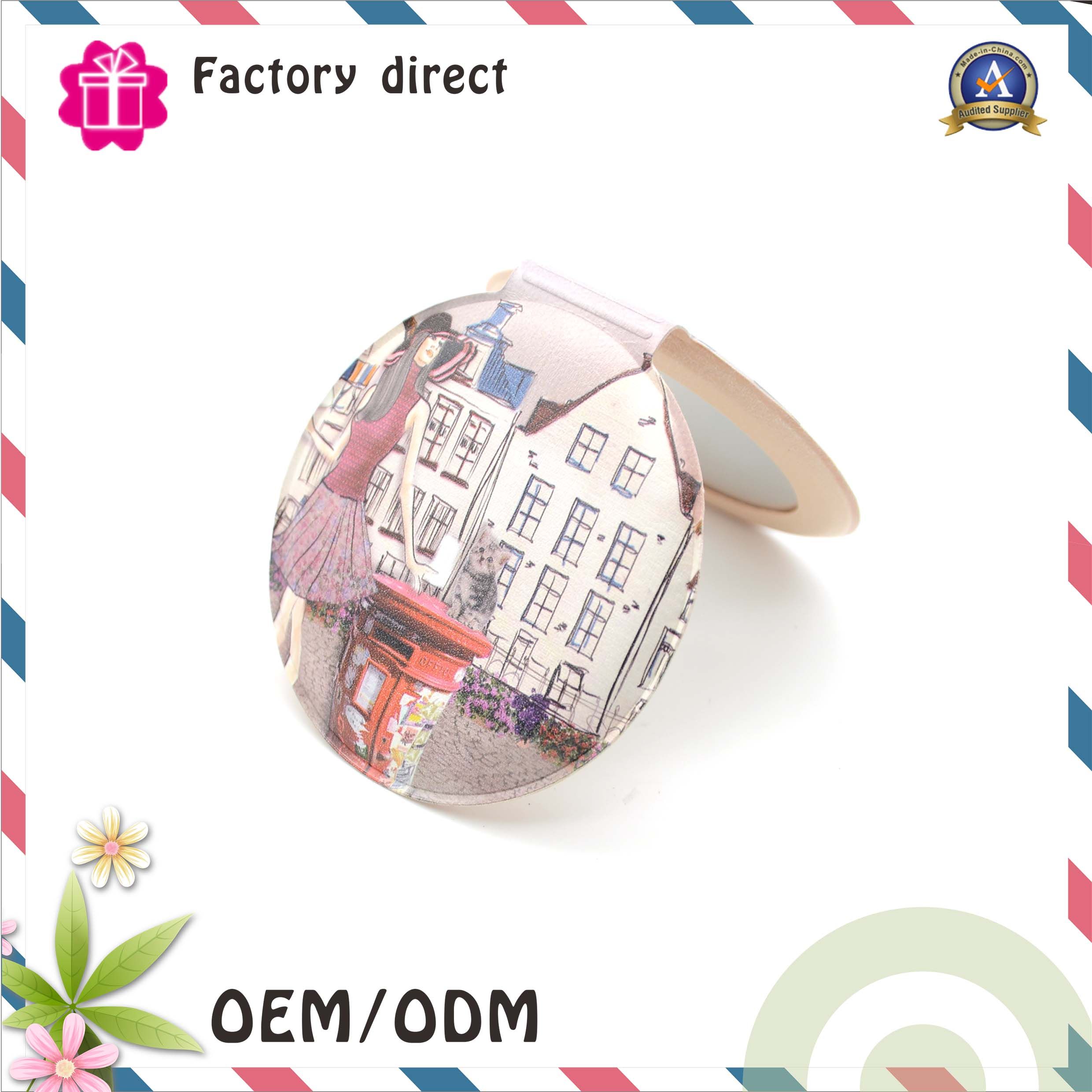 Leather 2015 Popular 2-Sides Cute Girl Pocket Make up Mirror/Pocket Mirror/Compact Mirror/Beauty Salon Mirror/Beauty Salon Mirror
