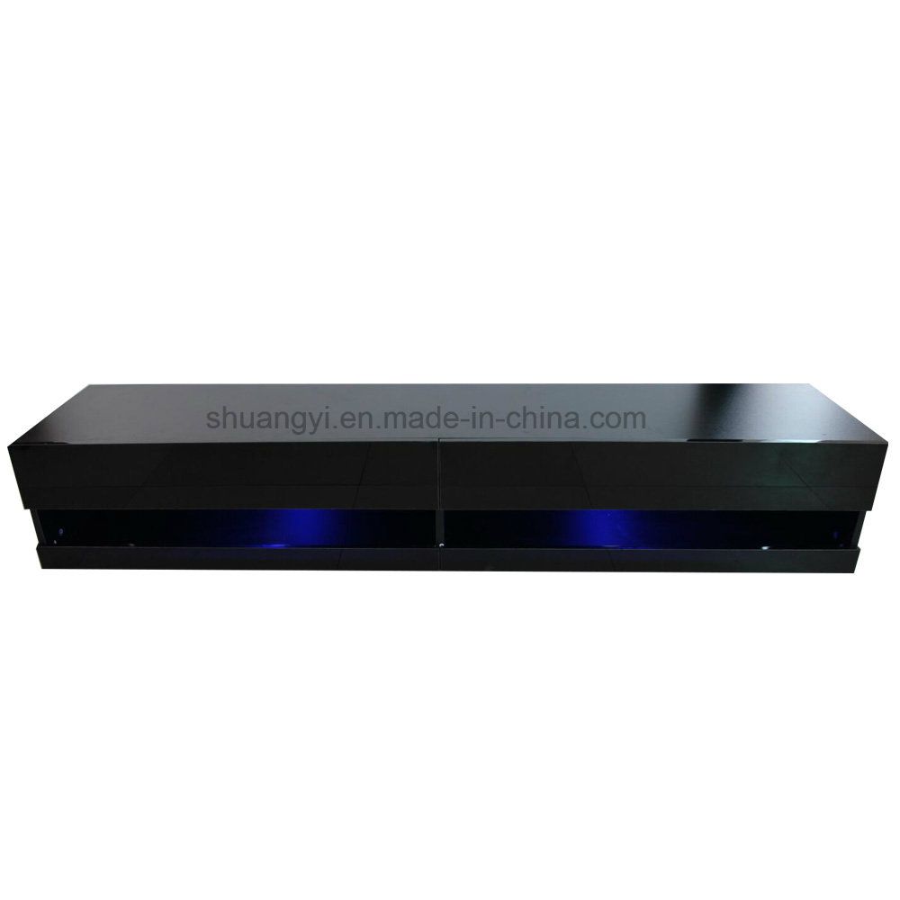 New Style Gloss Wood Design Storage LED TV Stand