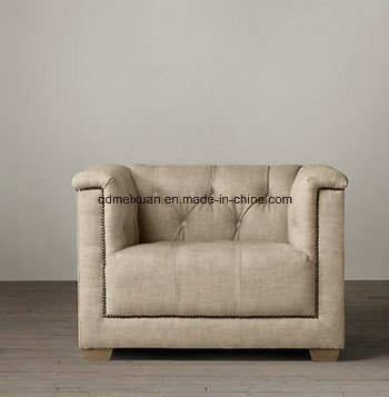 French Style Restoring Ancient Ways Sitting Room Linen Cloth Sofas, American Country Cafe Pull Clasp Sofa (M-X3384)
