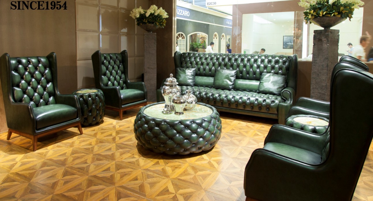 Classic Antique Chesterfield Leather Sofa Furniture Sets