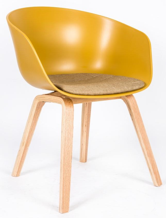 Plastic Back with Arm Rest/Fabric Covered Foam Cushion/Wooden Frame Legs Chair