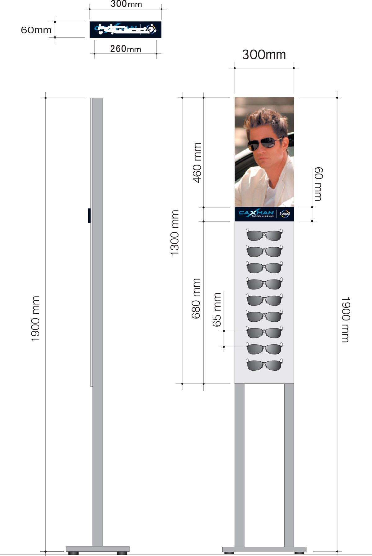 Spinning Plastic Sunglasses Floor Stand /Glasses Exhibition Stand )