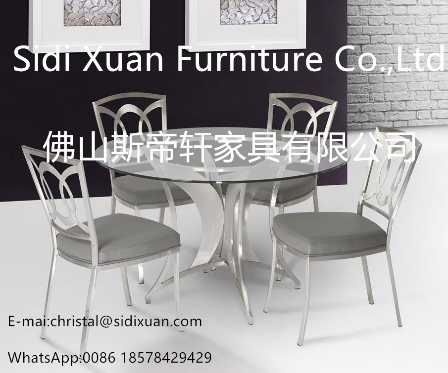 Modern PU Dining Chair in Gray and Stainless Steel Frame for Home Furniture