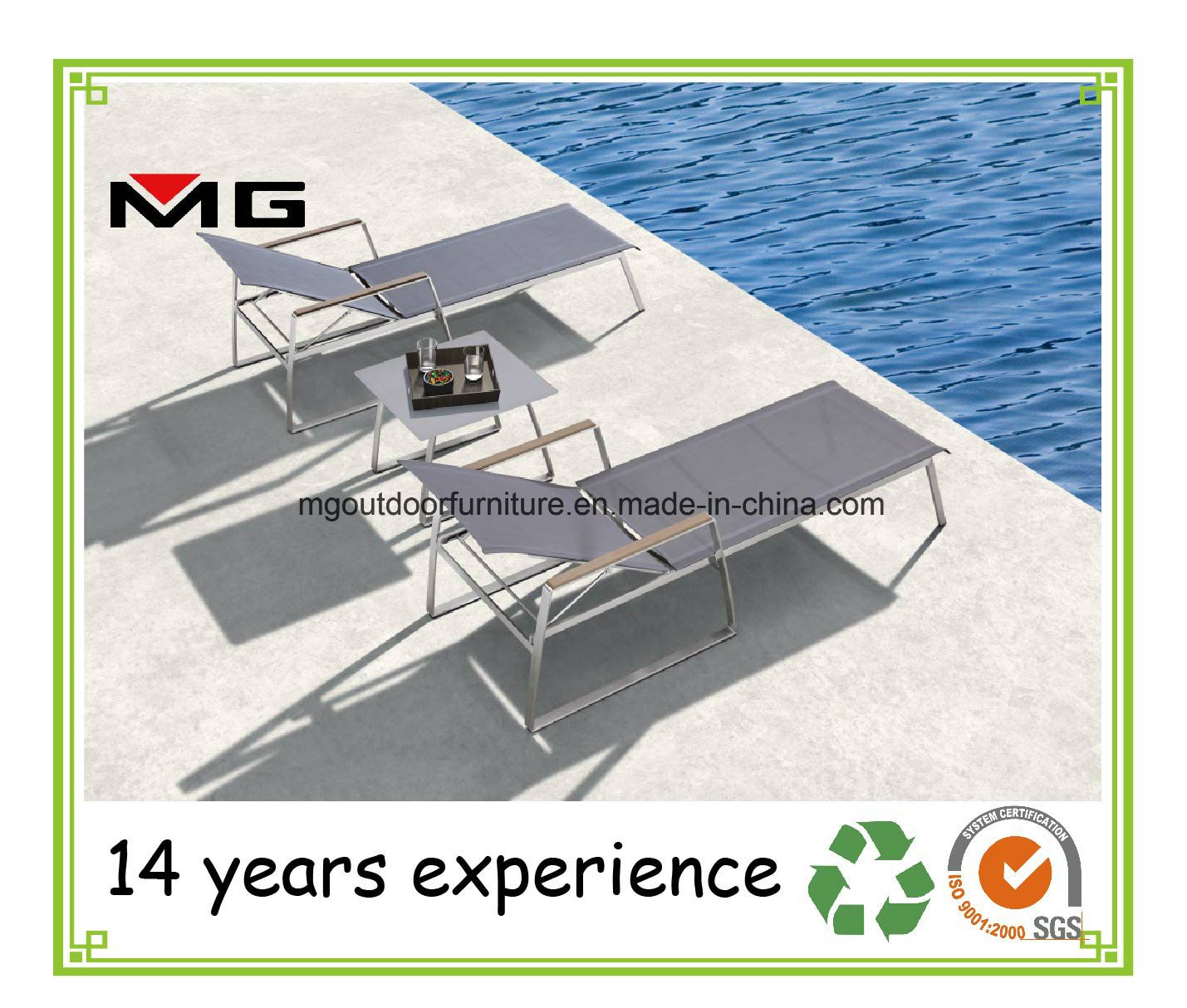 Adjustable Cozy Outdoor Chaise Lounges with Stainless Steel Frame