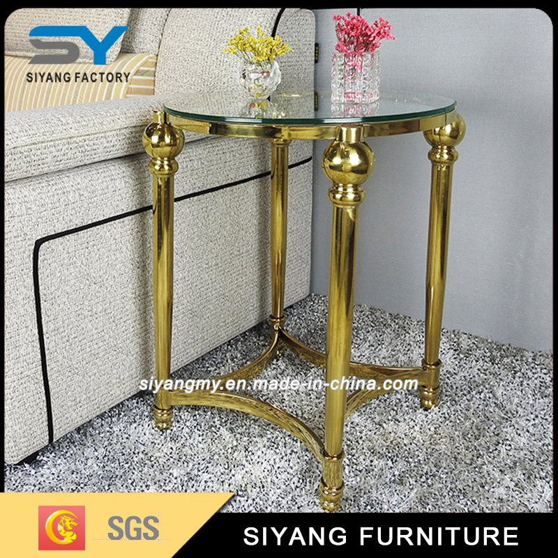 Gold Steel Frame with Clear Tempered Glass Side Table