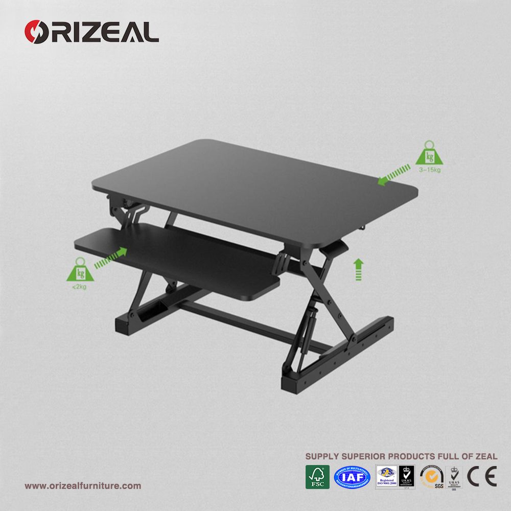 Orizeal Desktop Adjustable Standing Desk, Black Raisable Desktop (OZ-OSDC004)