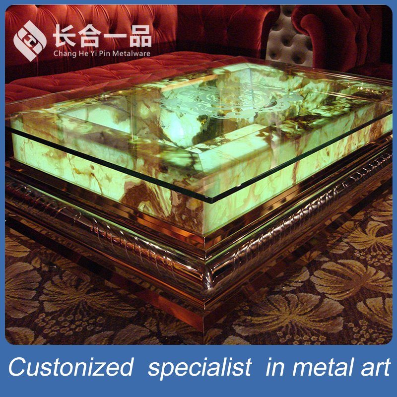 Factory Manufacture Golden Stainless Steel with Glasses Tea Table furniture