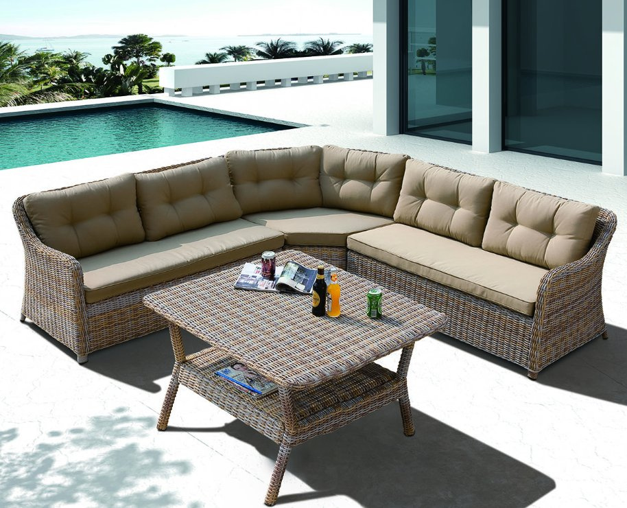 Outdoor Patio Wicker Garden Rattan Justin Sectional Outdoor Sofa (J610)