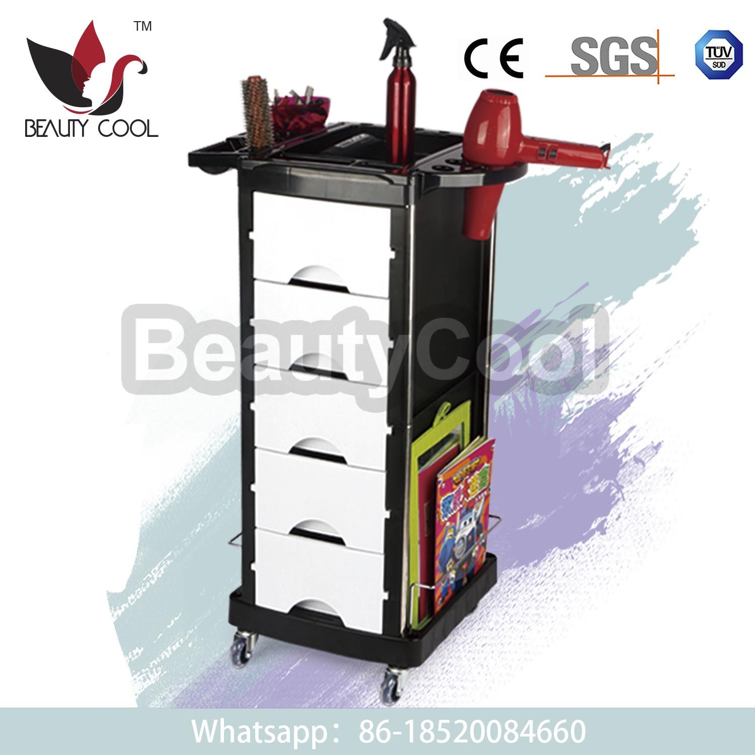 Big Storage Black Salon Trolley Cart
