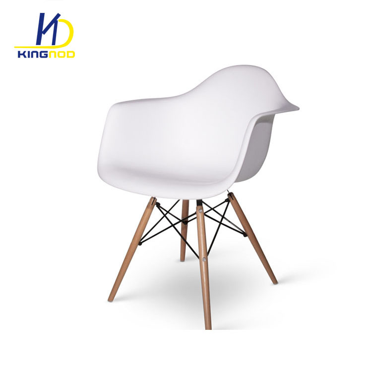Upholstered Modern Wood Leg Plastic Armrest Eames Chair