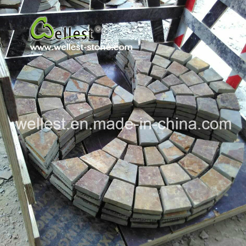 Brown Slate Meshed Paving Stone for Driveway and Garden