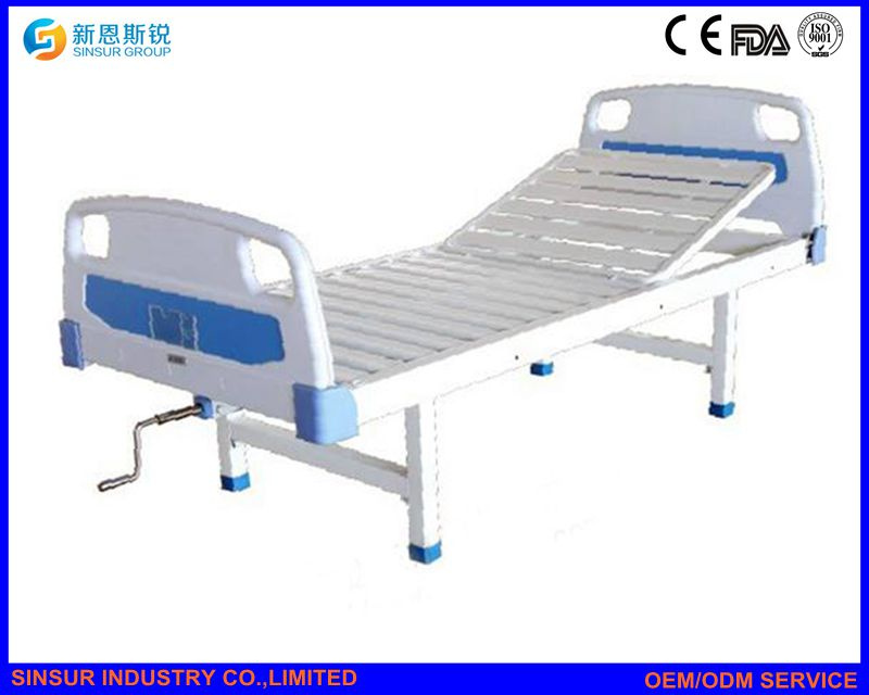 China Medical Manual Single Crank ABS Headboard/Footboard Hospital Nursing Bed