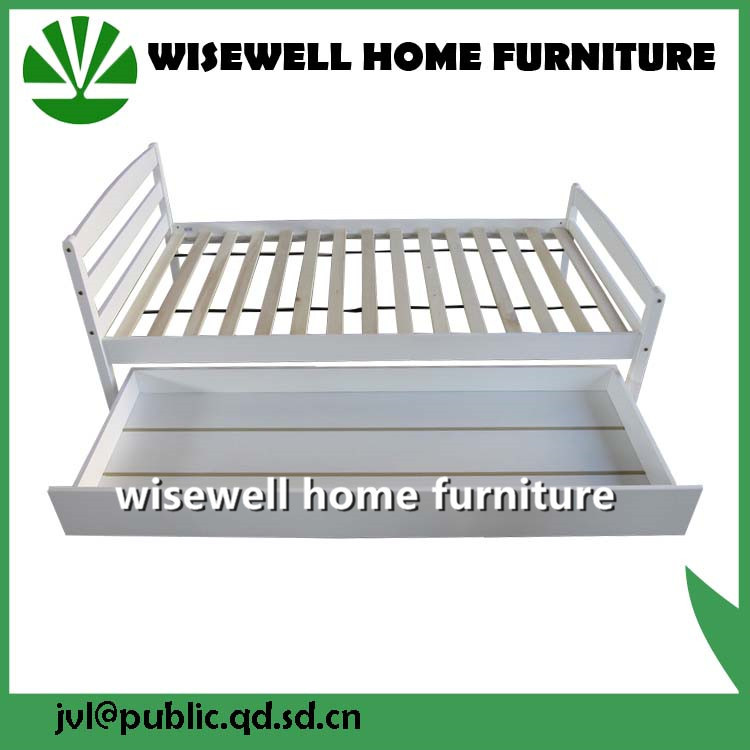 Pine Wood Single Bed with Pull out Drawer (WJZ-B87)