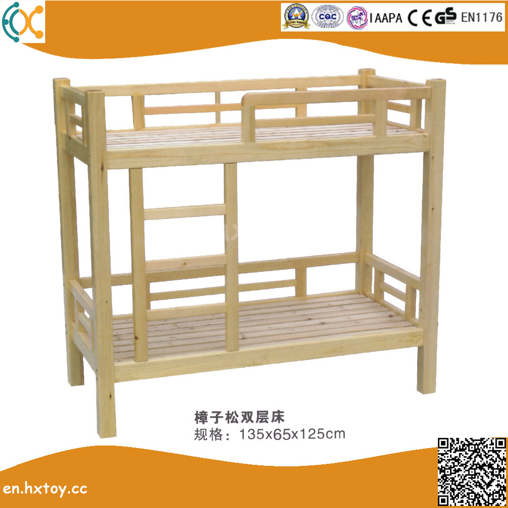 Preschool Solid Wood Furniture Children Wooden Double Bed