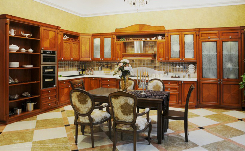 Antique Design Solid Wood Kitchen Cabinet America Style Hosue (Br-SA08A)