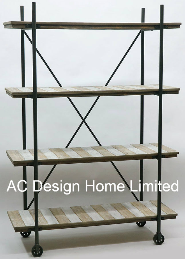 4 Tier Antique Vintage Decorative Wooden/Metal Shelf Rack Display
